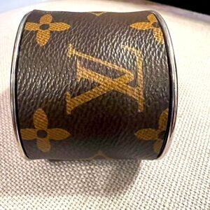 Authentic LOUIS‎ VUITTON patch inlayed on a 2” NICKEL CUFF - handmade